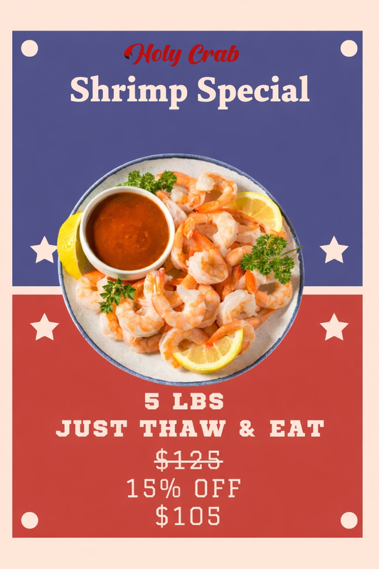 5 lbs of Cooked Jumbo Cocktail Shrimp (Special)