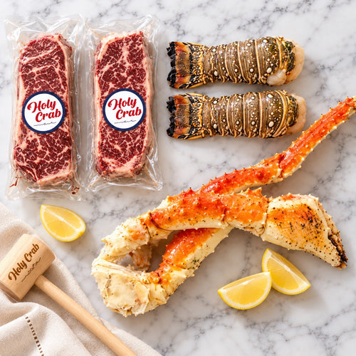 king crab, wagyu and lobster