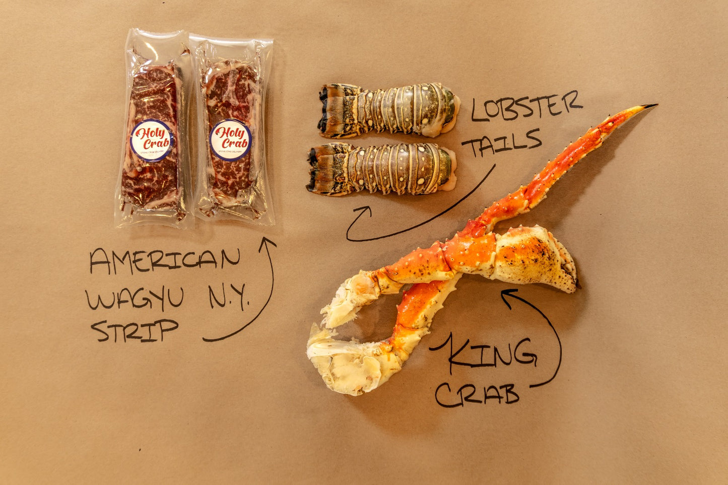 Holy Crab's Royal Feast | King Crab, Lobster Tail & Wagyu NY Strip