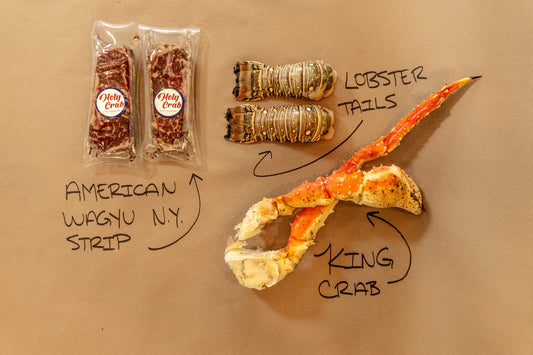 Holy Crab's Royal Feast | King Crab, Lobster Tail & Wagyu NY Strip